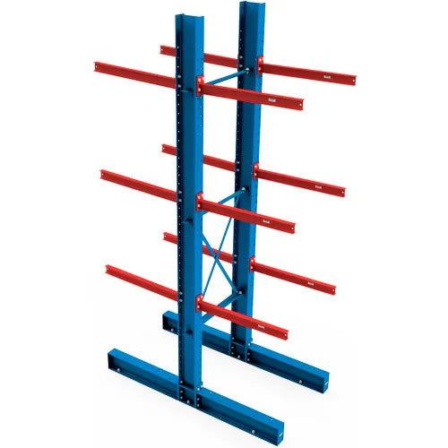 Global Industrial™ Double Sided I-Beam Cantilever Rack Starter, 192"H Upright & 48"W Brace Kit