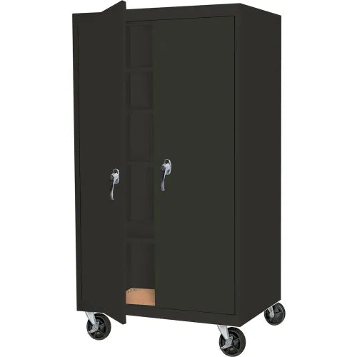 Steel Cabinets USA Mobile Storage Cabinet, 36"W x 24"D x 66"H, Charcoal, All-Welded